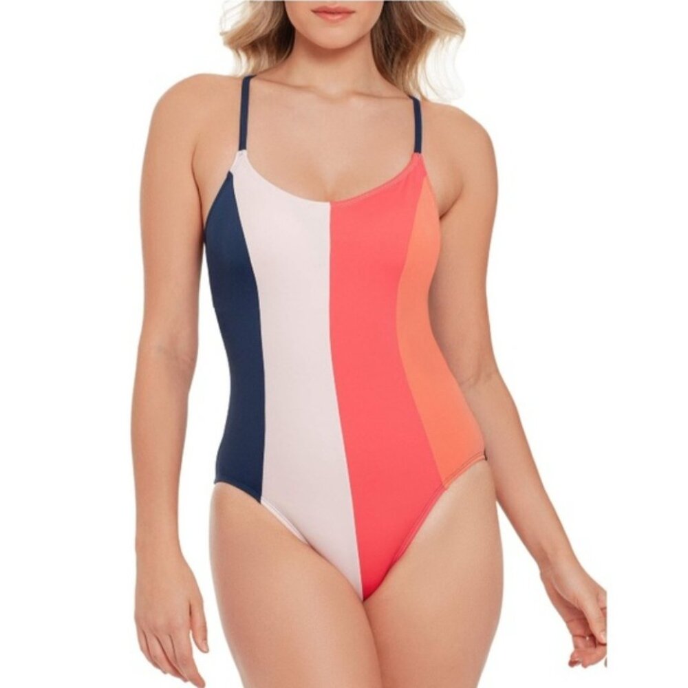 Time and Tru Color Blocked Control One Piece Swimsuit